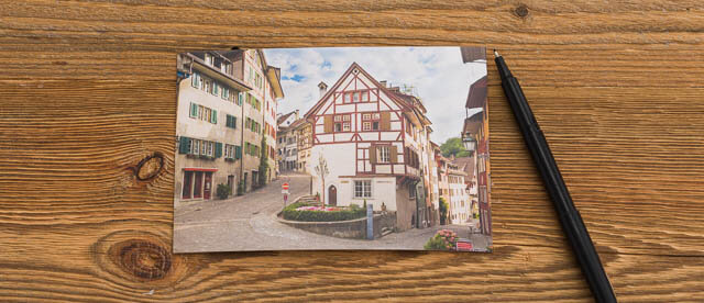 Postkarte Altstadt Baden Obere Halde Fachwerkhaus